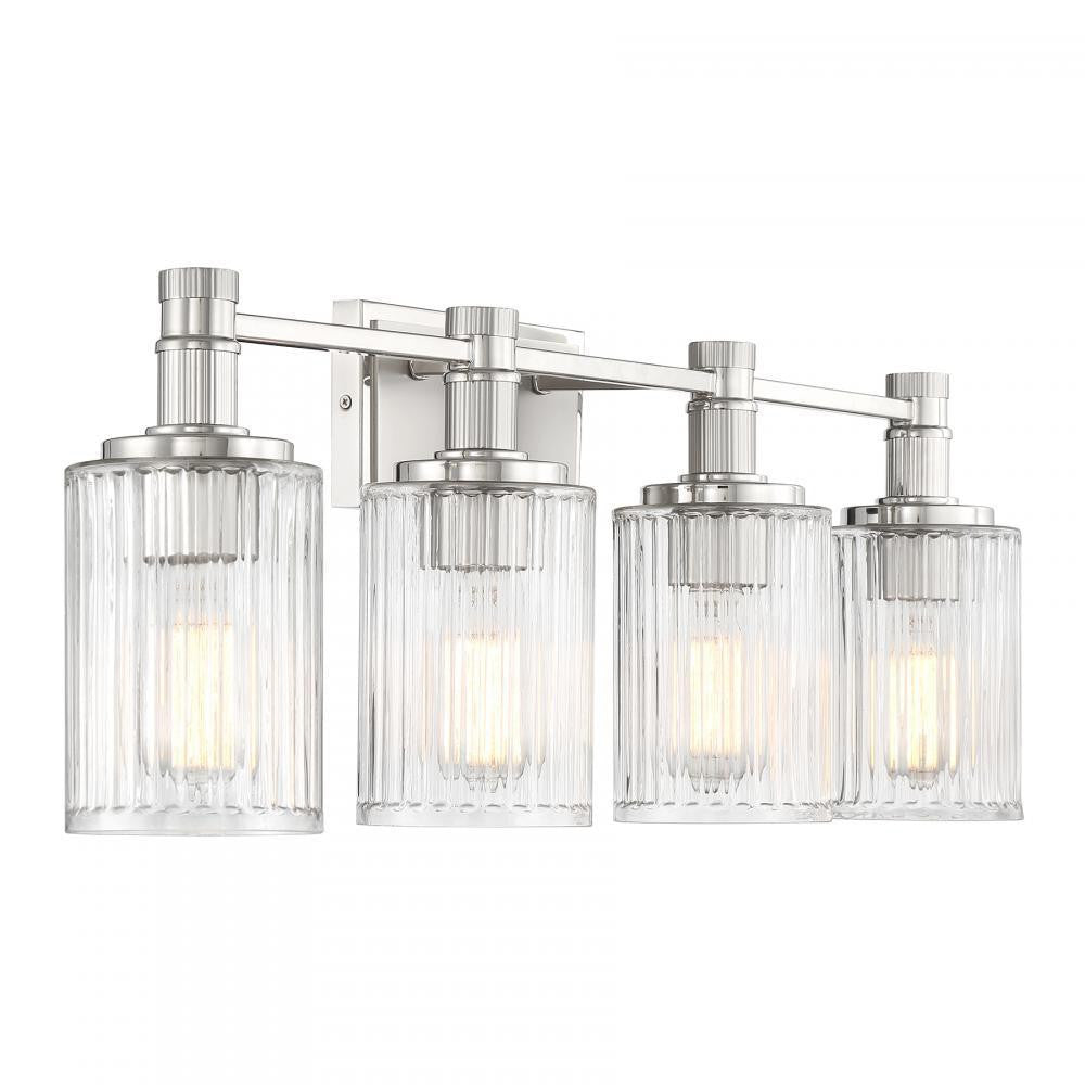 Savoy House Concord 4-Light Bathroom Vanity Light in Silver and Polished Nickel, Savoy House 8-1102-4-146 ALXM8
