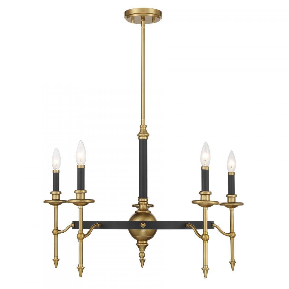 Savoy House Consulate 5-Light Chandelier Matte Black and Warm Brass