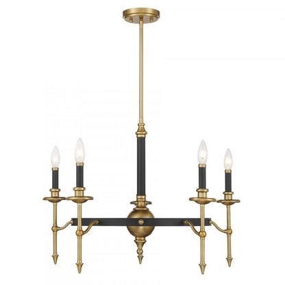 Savoy House Consulate 5-Light Chandelier Matte Black and Warm Brass