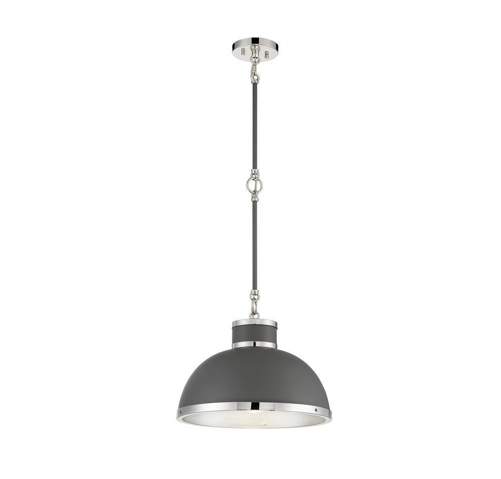 Savoy House Corning Pendant Gray with Polished Nickel Accents