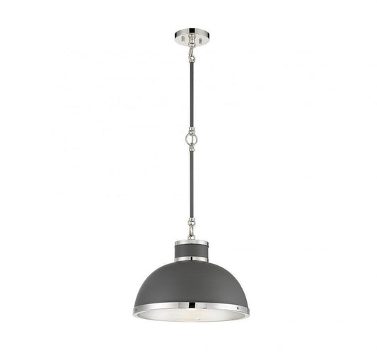 Savoy House Corning Pendant Gray with Polished Nickel Accents