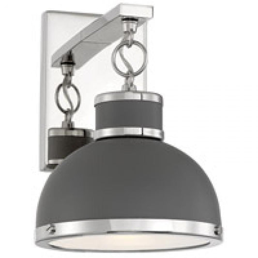 Savoy House Corning Wall Sconce Gray with Polished Nickel Accents