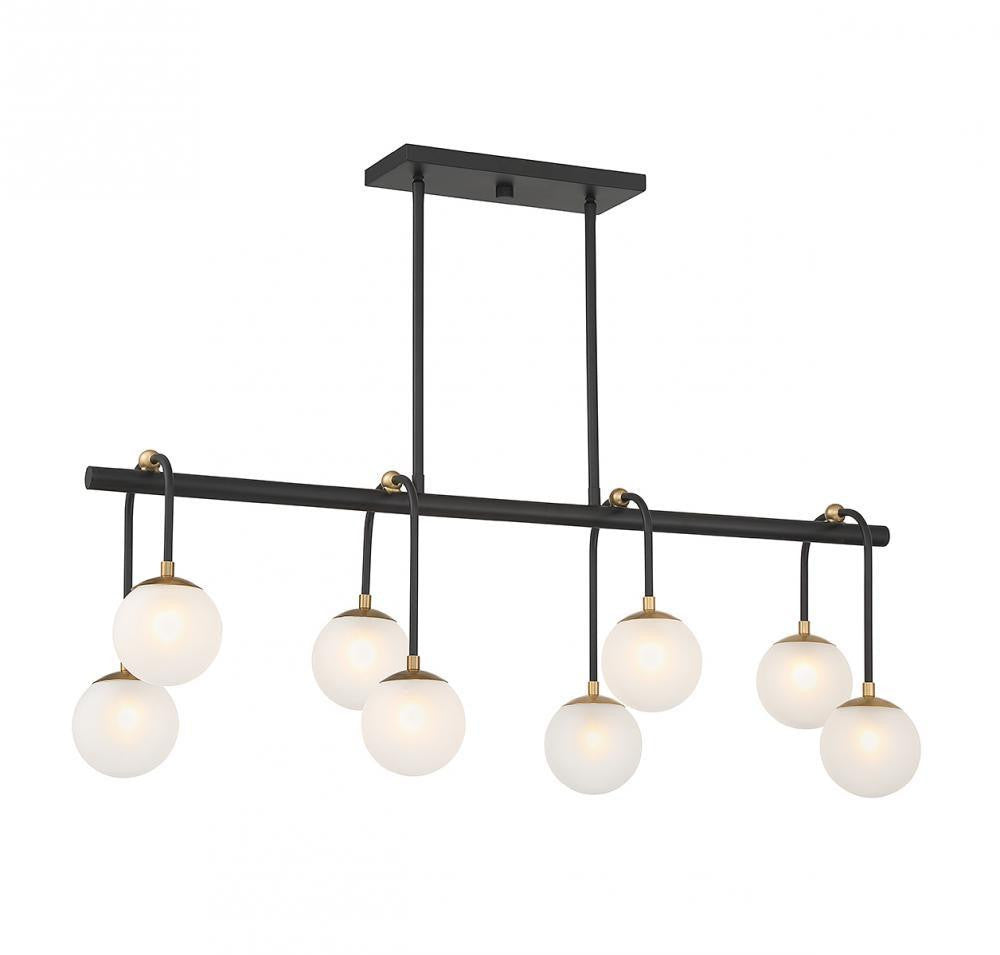 Savoy House Couplet 8-Light Linear Chandelier Matte Black with Warm Brass