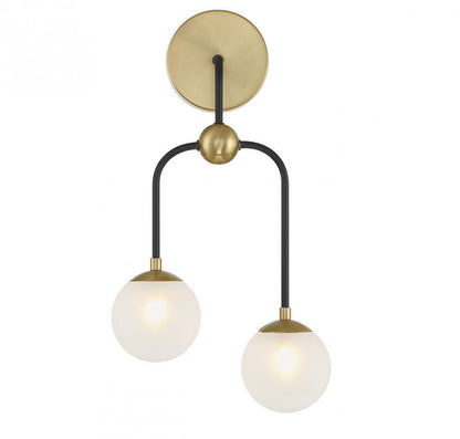 Savoy House Couplet 2-Light Wall Sconce Matte Black with Warm Brass