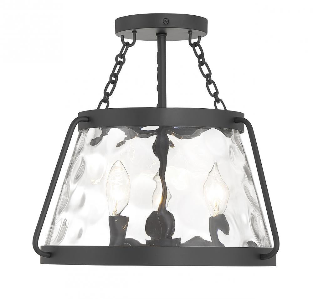 Savoy House Crawford 3-Light Semi-Flush Mount Matte Black