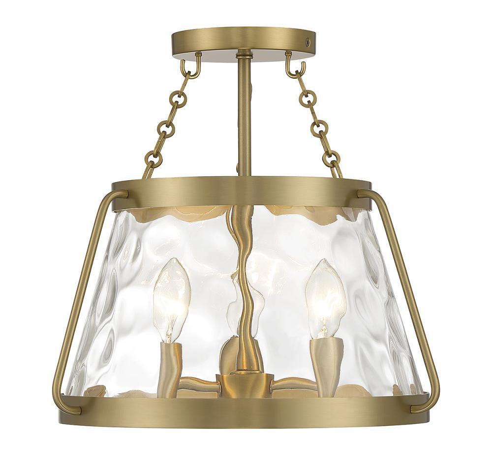 Savoy House Crawford 3-Light Semi-Flush Mount Warm Brass