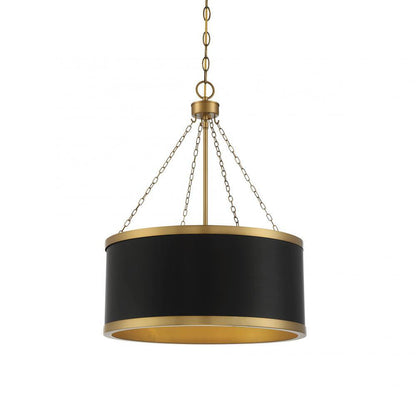 Savoy House Delphi 6-Light Pendant Black with Warm Brass Accents