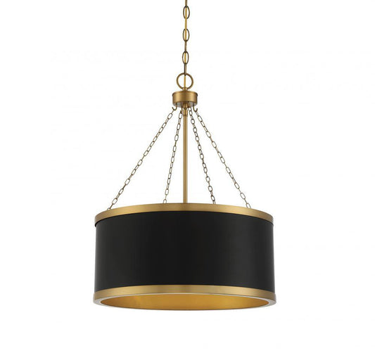 Savoy House Delphi 6-Light Pendant Black with Warm Brass Accents