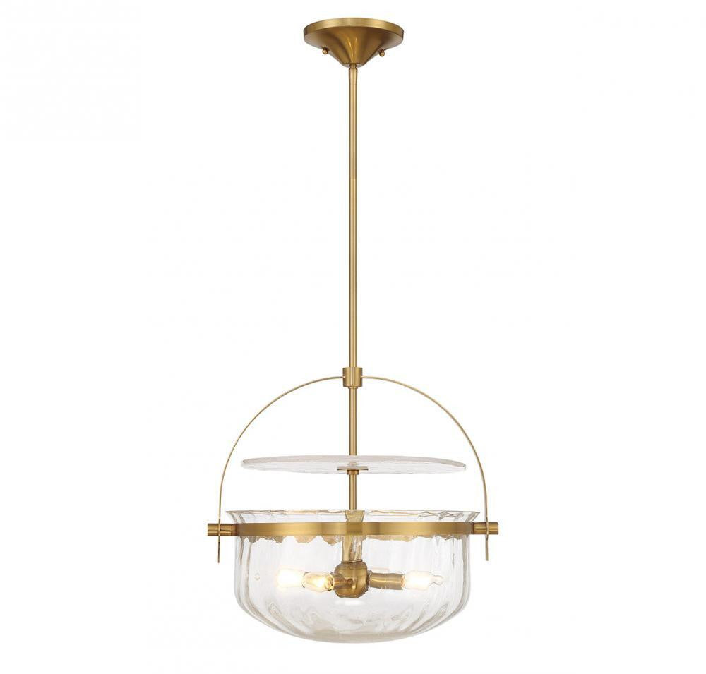 Savoy House Denmar 4-Light Convertible Semi-Flush or Pendant Warm Brass