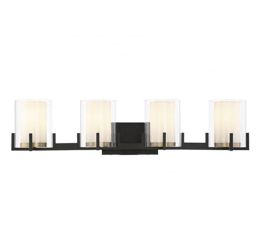 Savoy House Eaton 4-Light Bath Vanity Matte Black with Warm Brass Accents