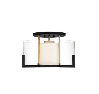Savoy House Eaton Semi-Flush Mount Matte Black with Warm Brass Accents