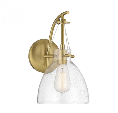 Savoy House Foster Wall Sconce, 1-Light, Warm Brass, Glass Shade, 14"H (9-7005-1-322 ALVLZ)