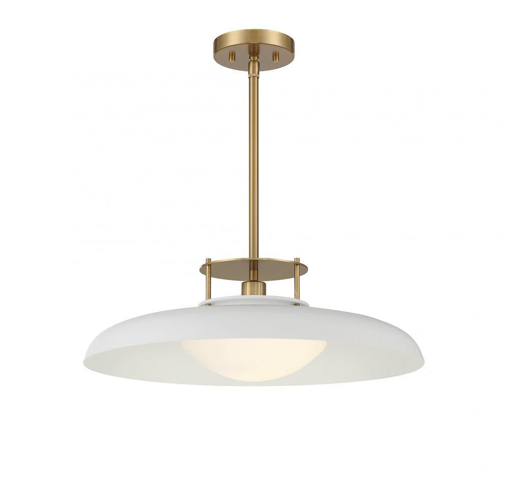 Savoy House Gavin Pendant White with Warm Brass Accents