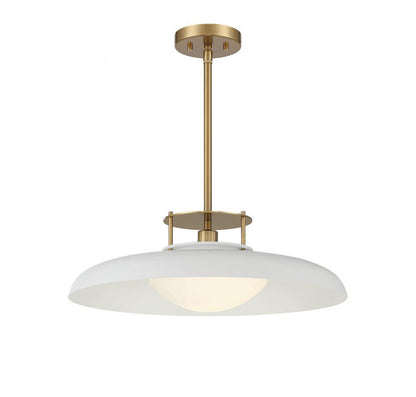 Savoy House Gavin Pendant White with Warm Brass Accents