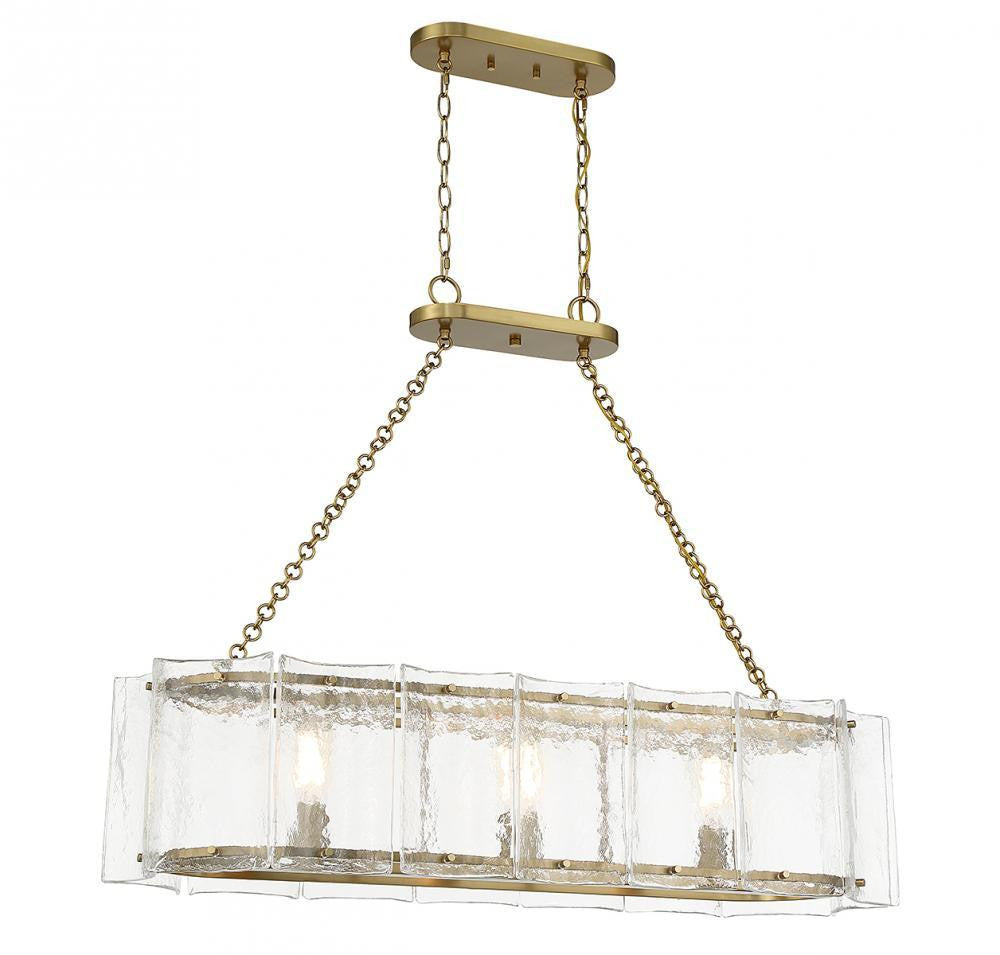 Savoy House Genry 3-Light Linear Chandelier Warm Brass