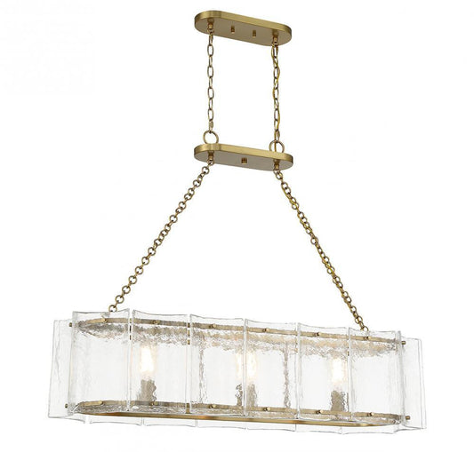 Savoy House Genry 3-Light Linear Chandelier Warm Brass