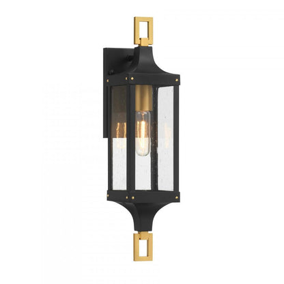 Savoy House Glendale 1-Light Outdoor Wall Lantern in Matte Black and Weathered Brushed Brass, Savoy House 5-275-144 ALXK2