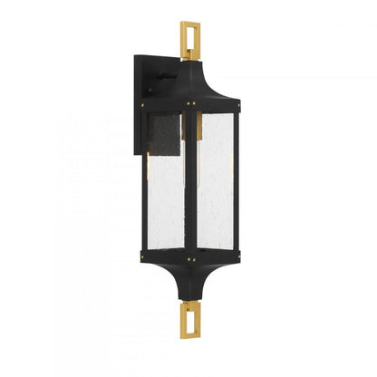 Savoy House Glendale 1-Light Outdoor Wall Lantern Matte Black and Weathered Brushed Brass