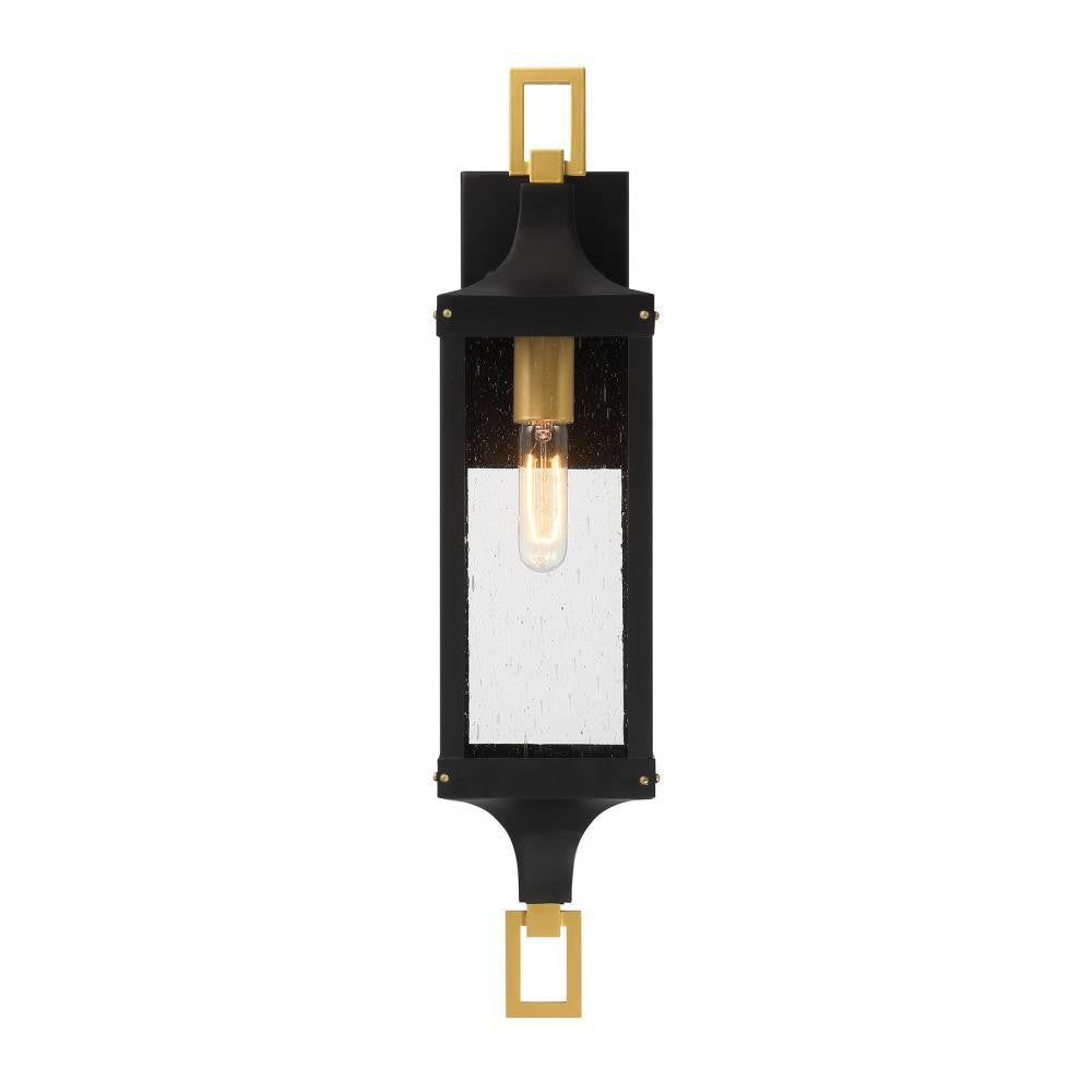 Savoy House Glendale 1-Light Outdoor Wall Lantern in Matte Black and Weathered Brushed Brass, Savoy House 5-276-144 ALXK3