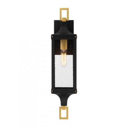 Savoy House Glendale 1-Light Outdoor Wall Lantern in Matte Black and Weathered Brushed Brass, Savoy House 5-276-144 ALXK3