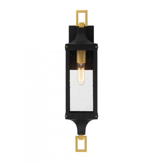 Savoy House Glendale 1-Light Outdoor Wall Lantern in Matte Black and Weathered Brushed Brass, Savoy House 5-276-144 ALXK3