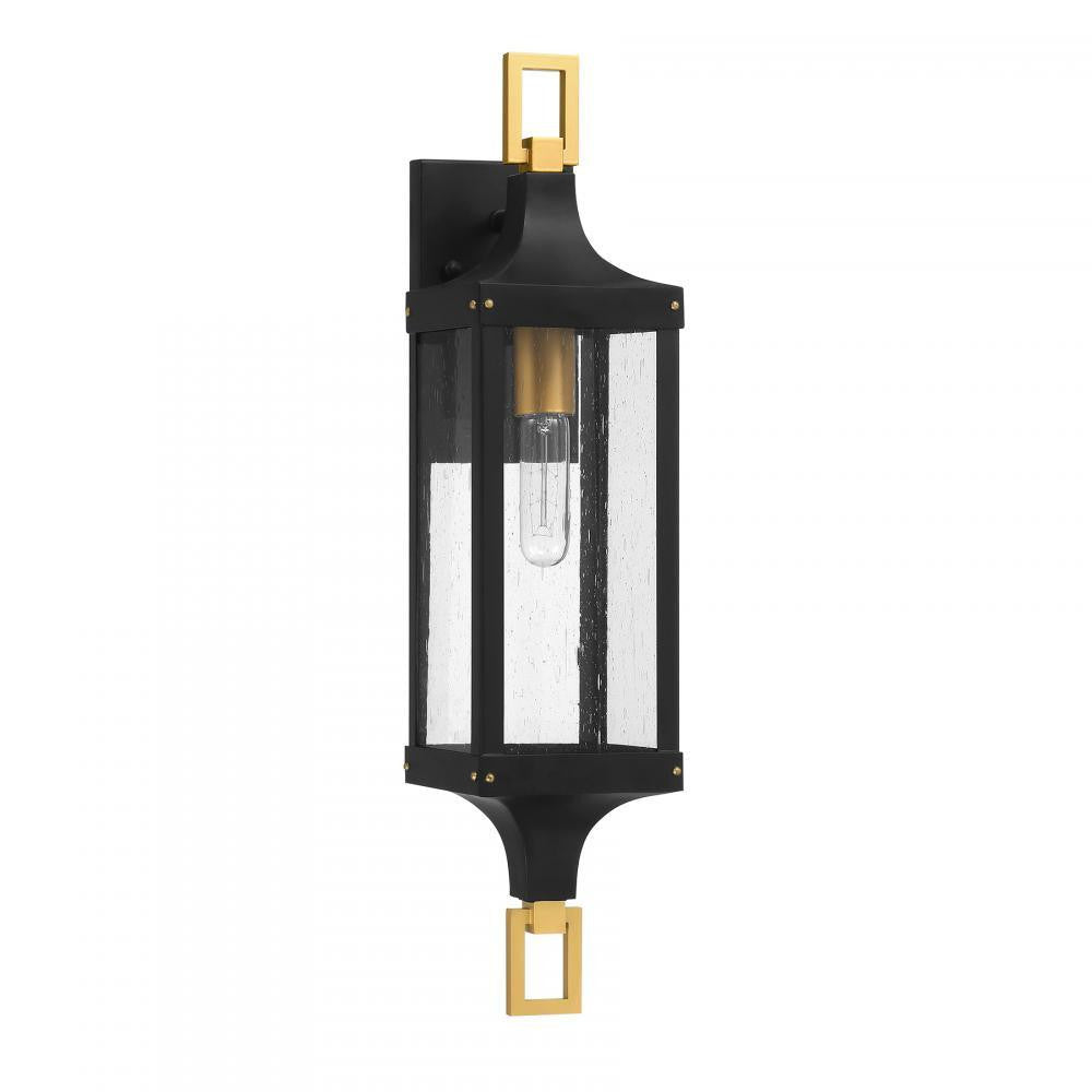 Savoy House Glendale 1-Light Outdoor Wall Lantern in Matte Black and Weathered Brushed Brass, Savoy House 5-276-144 ALXK3