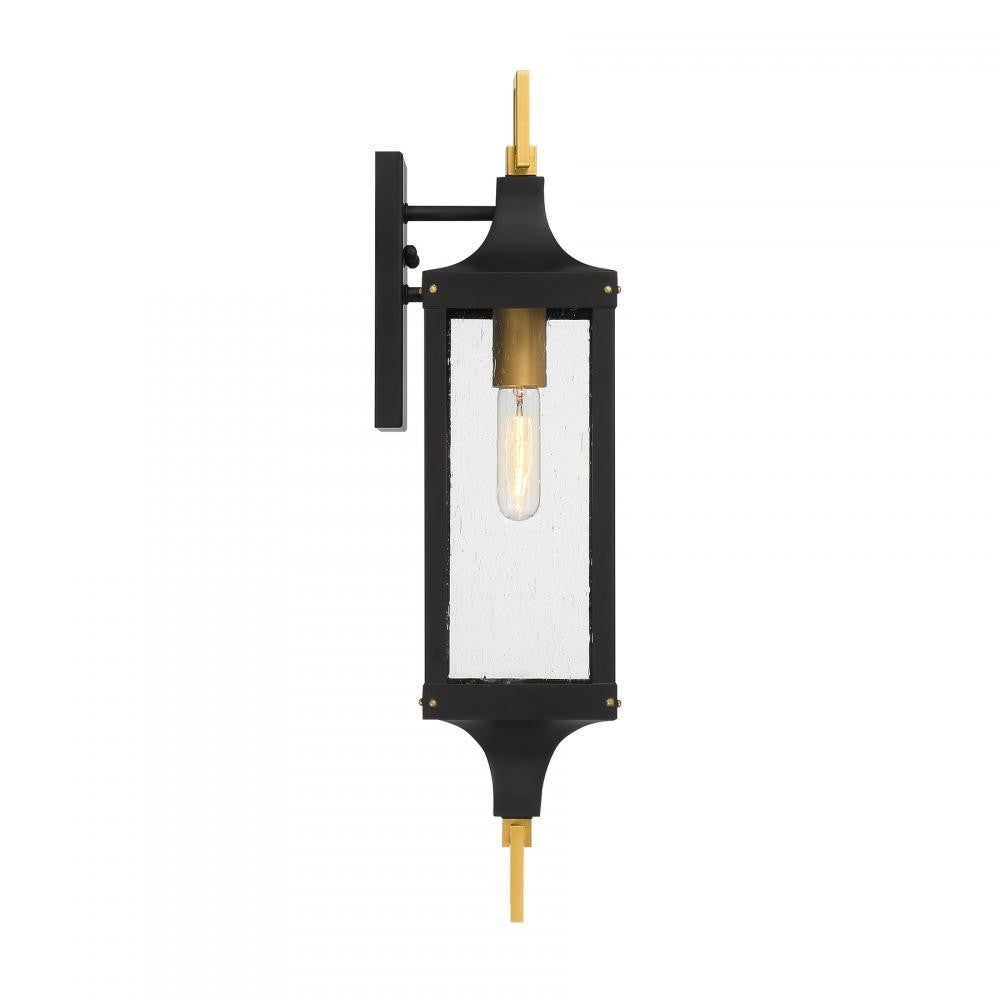 Savoy House Glendale 1-Light Outdoor Wall Lantern in Matte Black and Weathered Brushed Brass, Savoy House 5-276-144 ALXK3