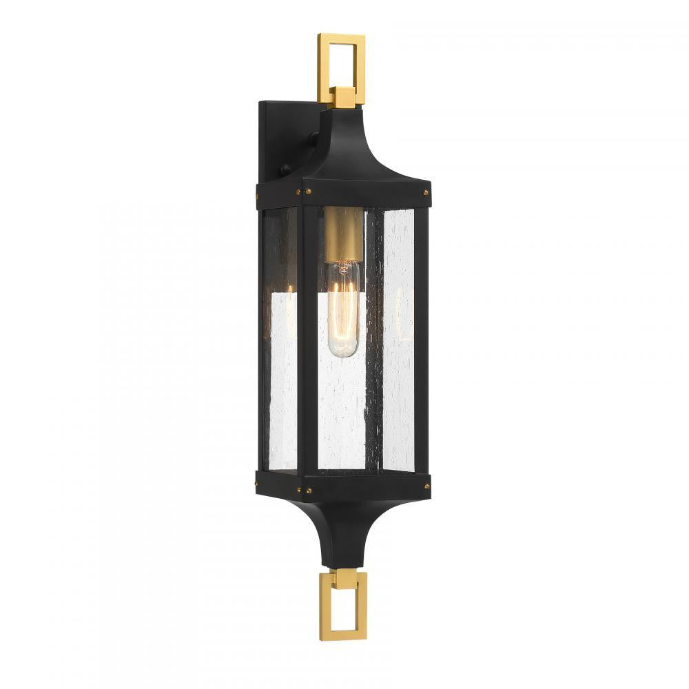 Savoy House Glendale 1-Light Outdoor Wall Lantern in Matte Black and Weathered Brushed Brass, Savoy House 5-276-144 ALXK3