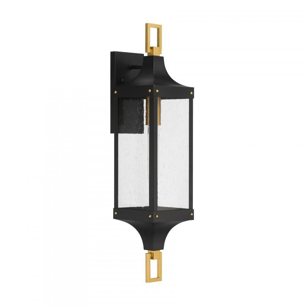 Savoy House Glendale 1-Light Outdoor Wall Lantern in Matte Black and Weathered Brushed Brass, Savoy House 5-279-144 ALXK6