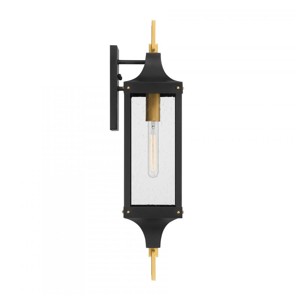 Savoy House Glendale 1-Light Outdoor Wall Lantern in Matte Black and Weathered Brushed Brass, Savoy House 5-279-144 ALXK6