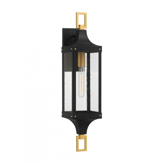 Savoy House Glendale 1-Light Outdoor Wall Lantern in Matte Black and Weathered Brushed Brass, Savoy House 5-279-144 ALXK6