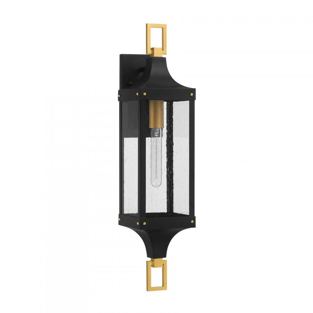 Savoy House Glendale 1-Light Outdoor Wall Lantern in Matte Black and Weathered Brushed Brass, Savoy House 5-279-144 ALXK6