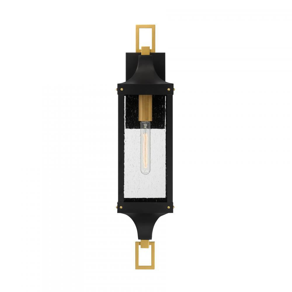 Savoy House Glendale 1-Light Outdoor Wall Lantern Matte Black and Weathered Brushed Brass