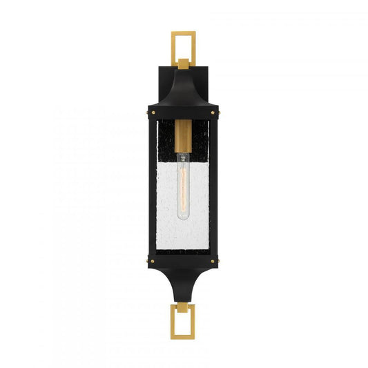 Savoy House Glendale 1-Light Outdoor Wall Lantern Matte Black and Weathered Brushed Brass