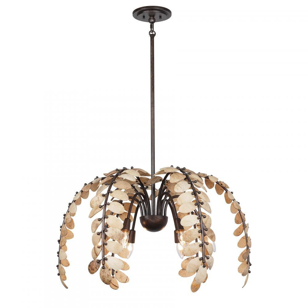 Savoy House Grecian 6-Light Chandelier Champagne Mist with Coconut Shell
