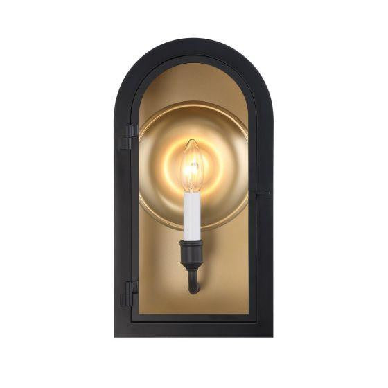 Savoy House Grotto 1-Light Outdoor Wall Lantern Matte Black with Vintage Gold