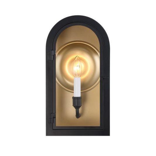 Savoy House Grotto 1-Light Outdoor Wall Lantern Matte Black with Vintage Gold