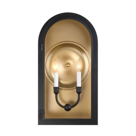 Savoy House Grotto 2-Light Outdoor Wall Lantern Matte Black with Vintage Gold