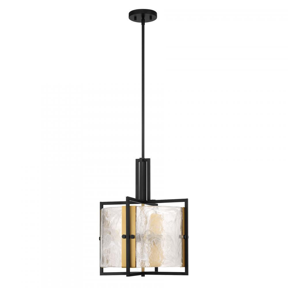 Savoy House Hayward 3-Light Pendant Matte Black with Warm Brass Accents