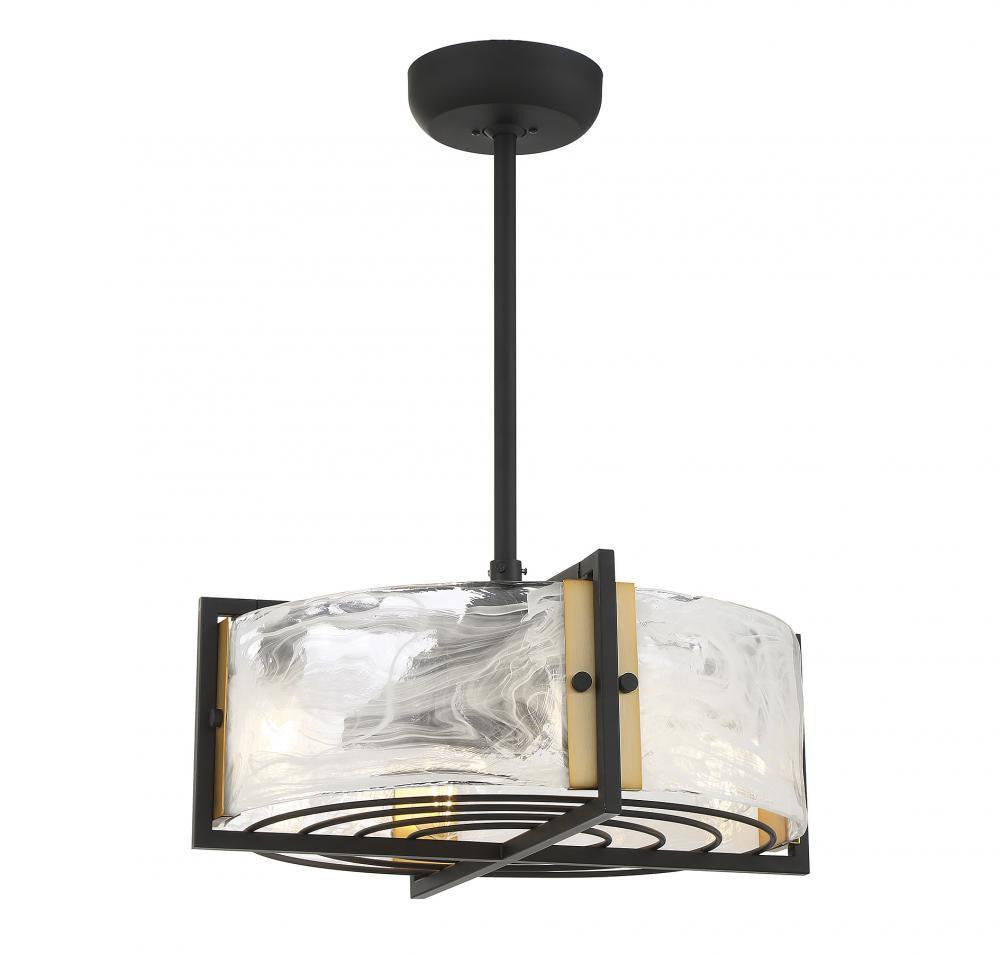 Savoy House Hayward 12-in Fan D'lier Matte Black with Warm Brass Accents