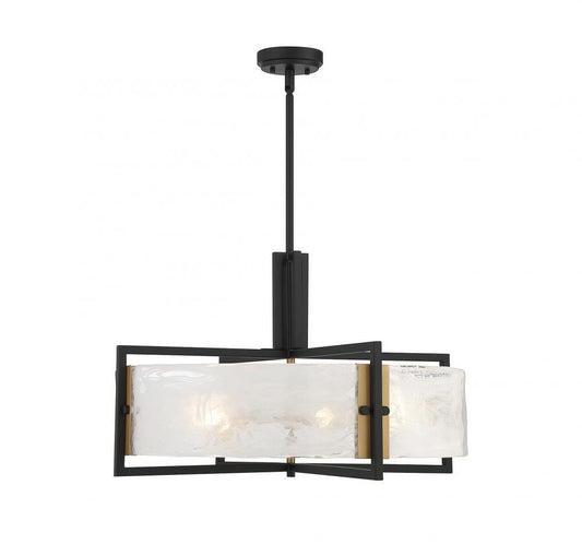 Savoy House Hayward 5-Light Pendant Matte Black with Warm Brass Accents