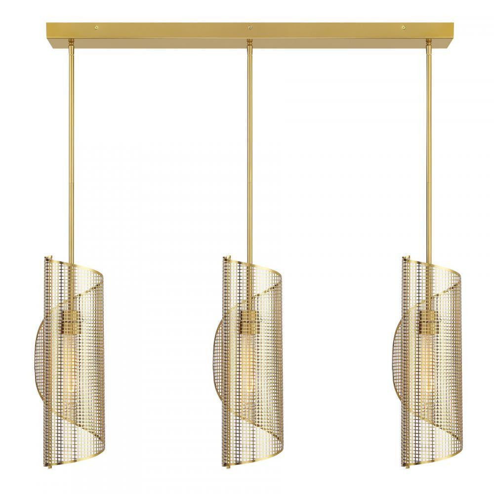 Savoy House Hillbourne 3-Light Linear Chandelier Warm Brass