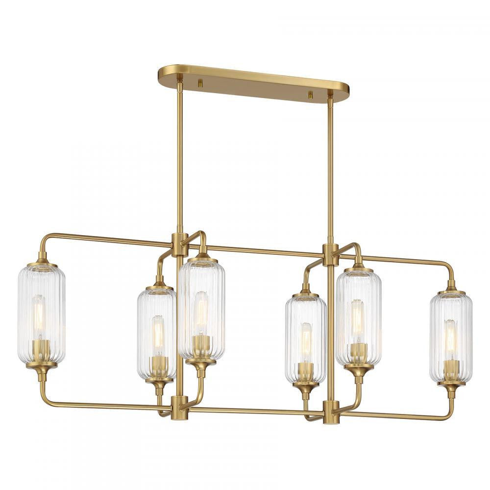 Savoy House Holton 6-Light Linear Chandelier Warm Brass