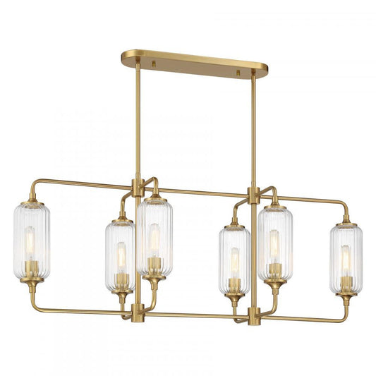 Savoy House Holton 6-Light Linear Chandelier Warm Brass