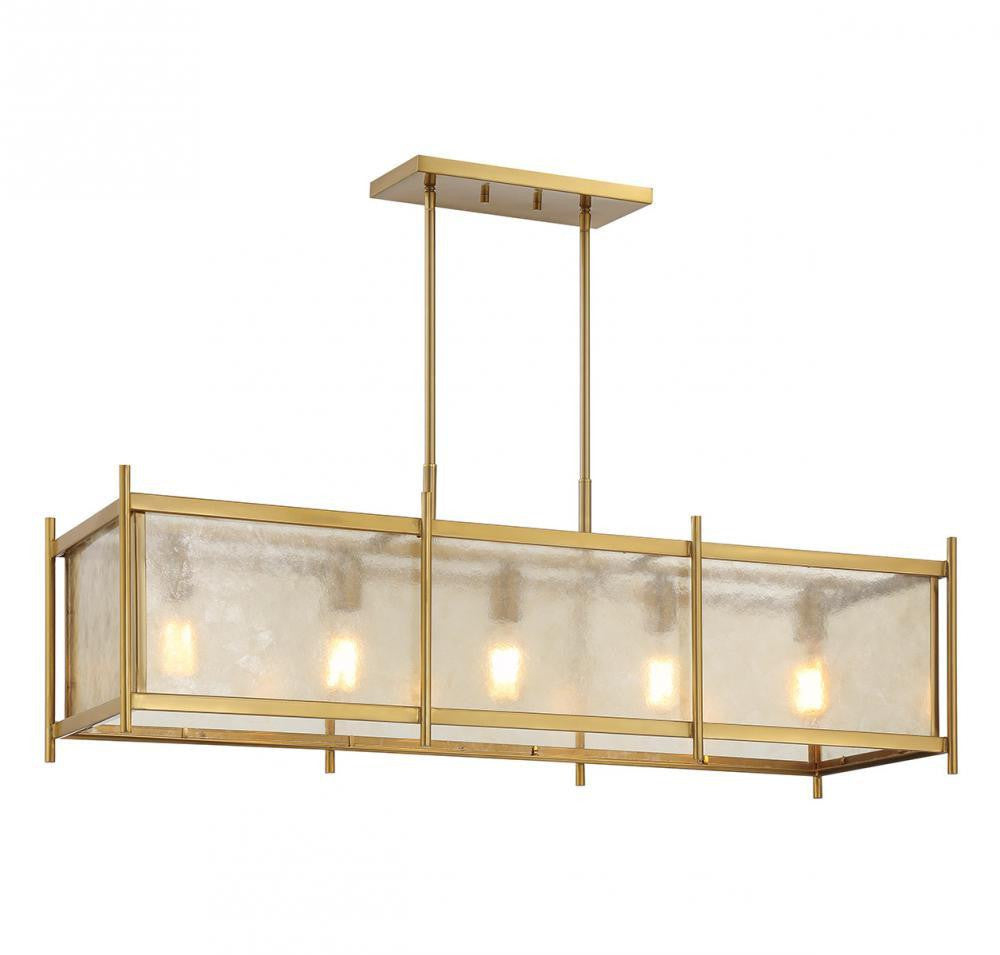 Savoy House Jacobs 5-Light Linear Chandelier Warm Brass