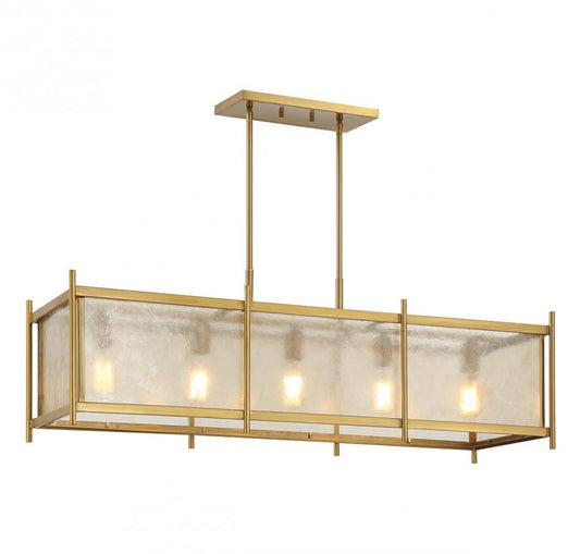 Savoy House Jacobs 5-Light Linear Chandelier Warm Brass