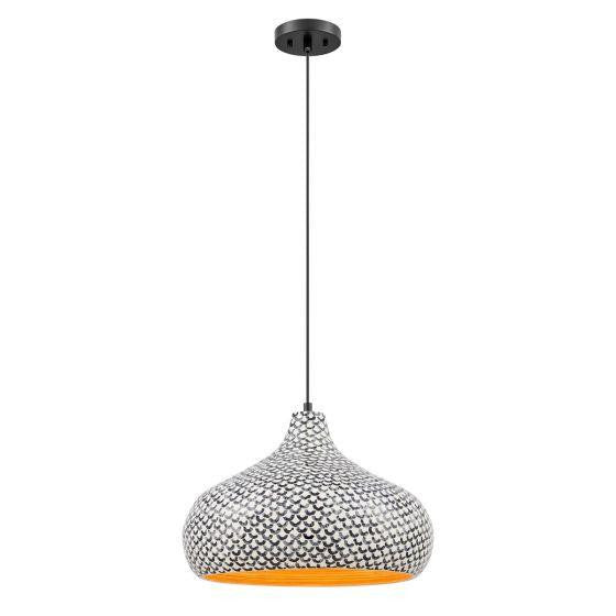 Savoy House Jade 1-Light Pendant Black and White Shell