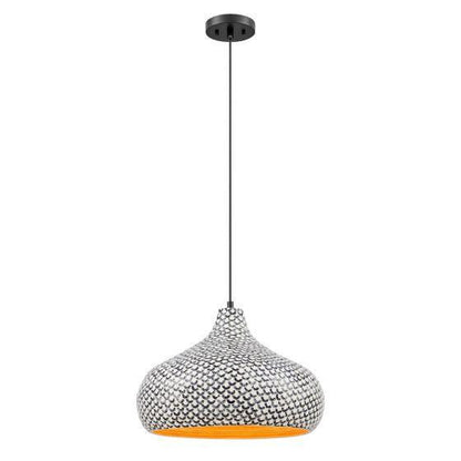 Savoy House Jade 1-Light Pendant Black and White Shell