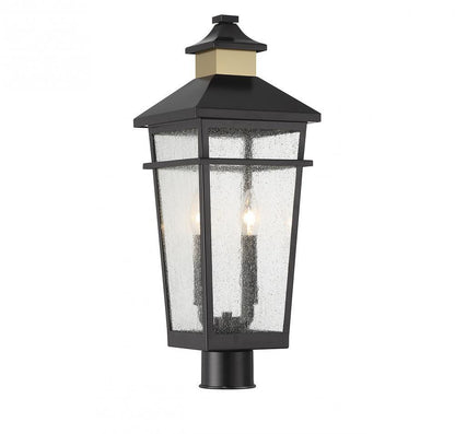 Savoy House Kingsley 2-Light Outdoor Post Lantern Matte Black with Warm Brass