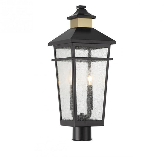 Savoy House Kingsley 2-Light Outdoor Post Lantern Matte Black with Warm Brass